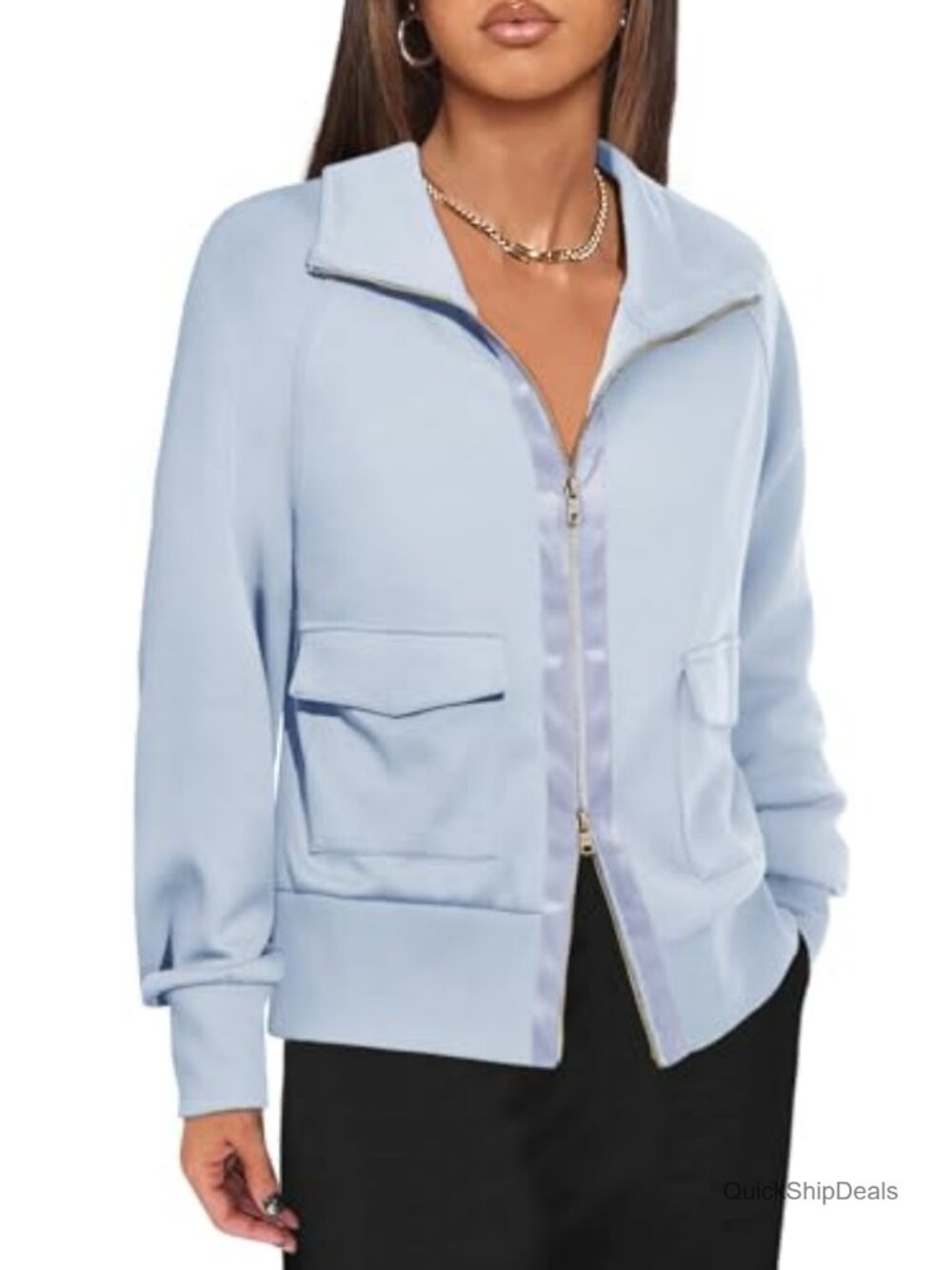 Zip Up Sweatshirt for Women Long Sleeve Lightweight Jacket with Pockets